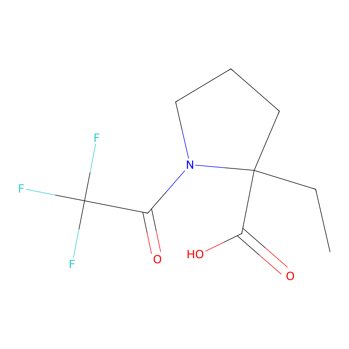 2-Ethyl-1-(trifluoroacetyl)pyrrolidine-2-carboxylic acid molecular structure, CAS 1547891-90-6