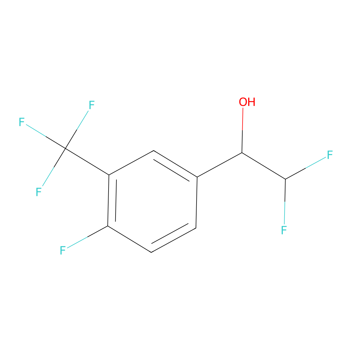 2,2-Difluoro-1-[4-fluoro-3-(trifluoromethyl)phenyl]ethan-1-ol molecular structure, CAS 1547909-18-1