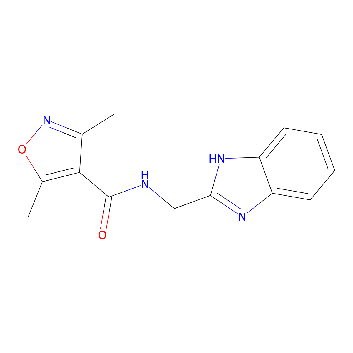 N-(1H-benzimidazol-2-ylmethyl)-3,5-dimethyl-1,2-oxazole-4-carboxamide molecular structure, CAS 1547931-49-6