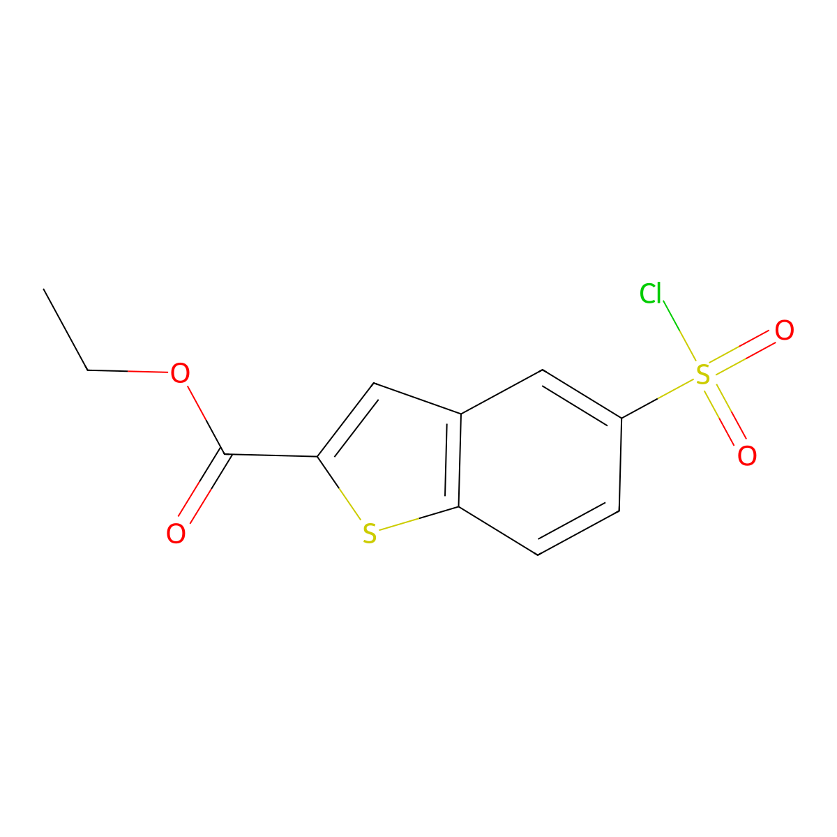 Ethyl 5-(chlorosulfonyl)-1-benzothiophene-2-carboxylate molecular structure, CAS 1547967-32-7