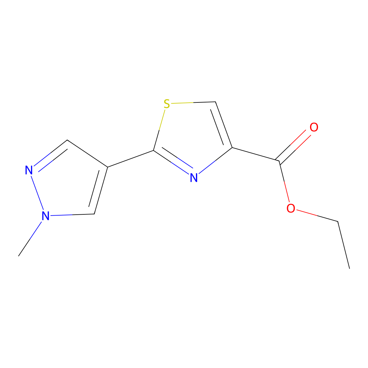 Ethyl 2-(1-methyl-1H-pyrazol-4-yl)thiazole-4-carboxylate molecular structure, CAS 1547983-85-6