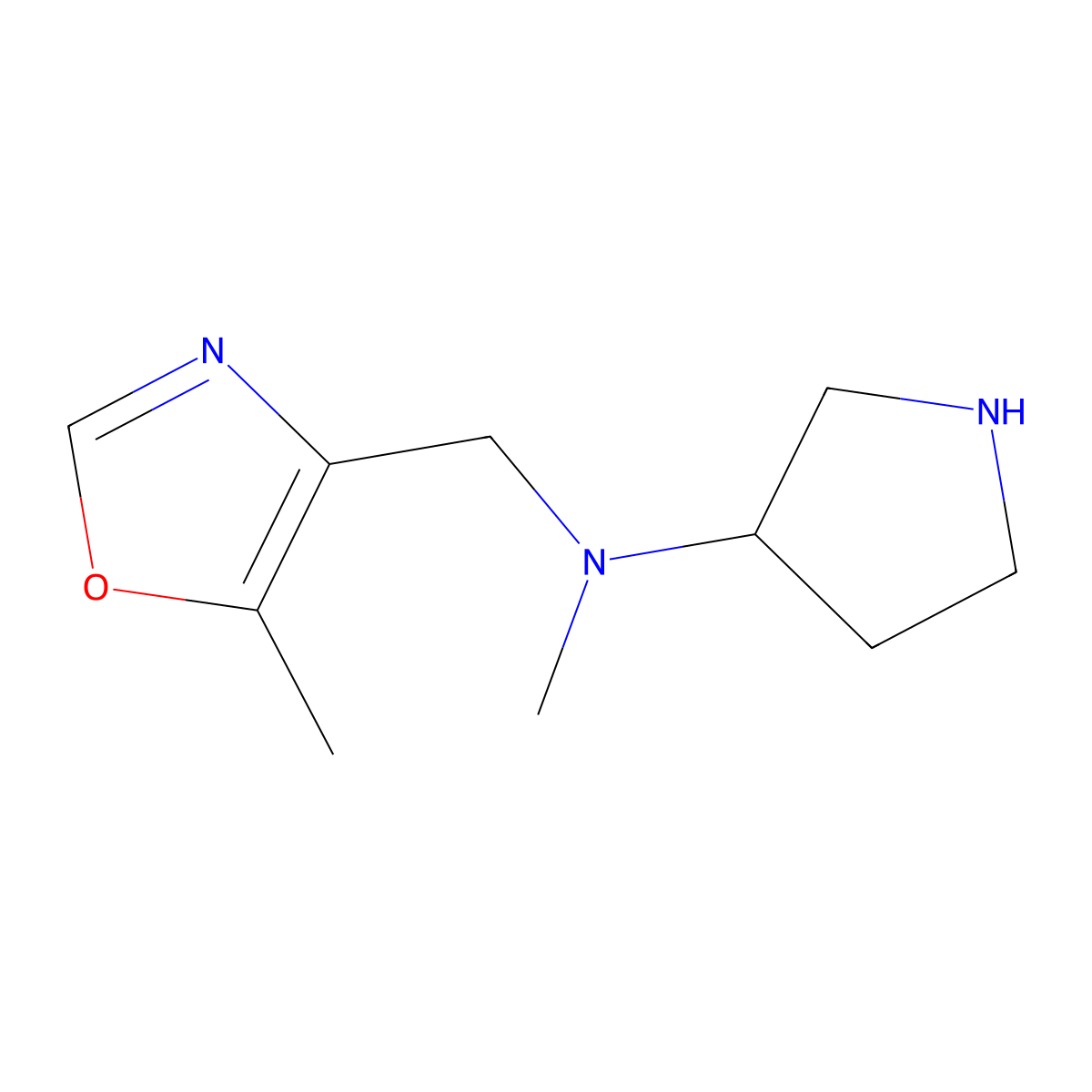 N-methyl-N-[(5-methyl-1,3-oxazol-4-yl)methyl]pyrrolidin-3-amine molecular structure, CAS 1547990-79-3