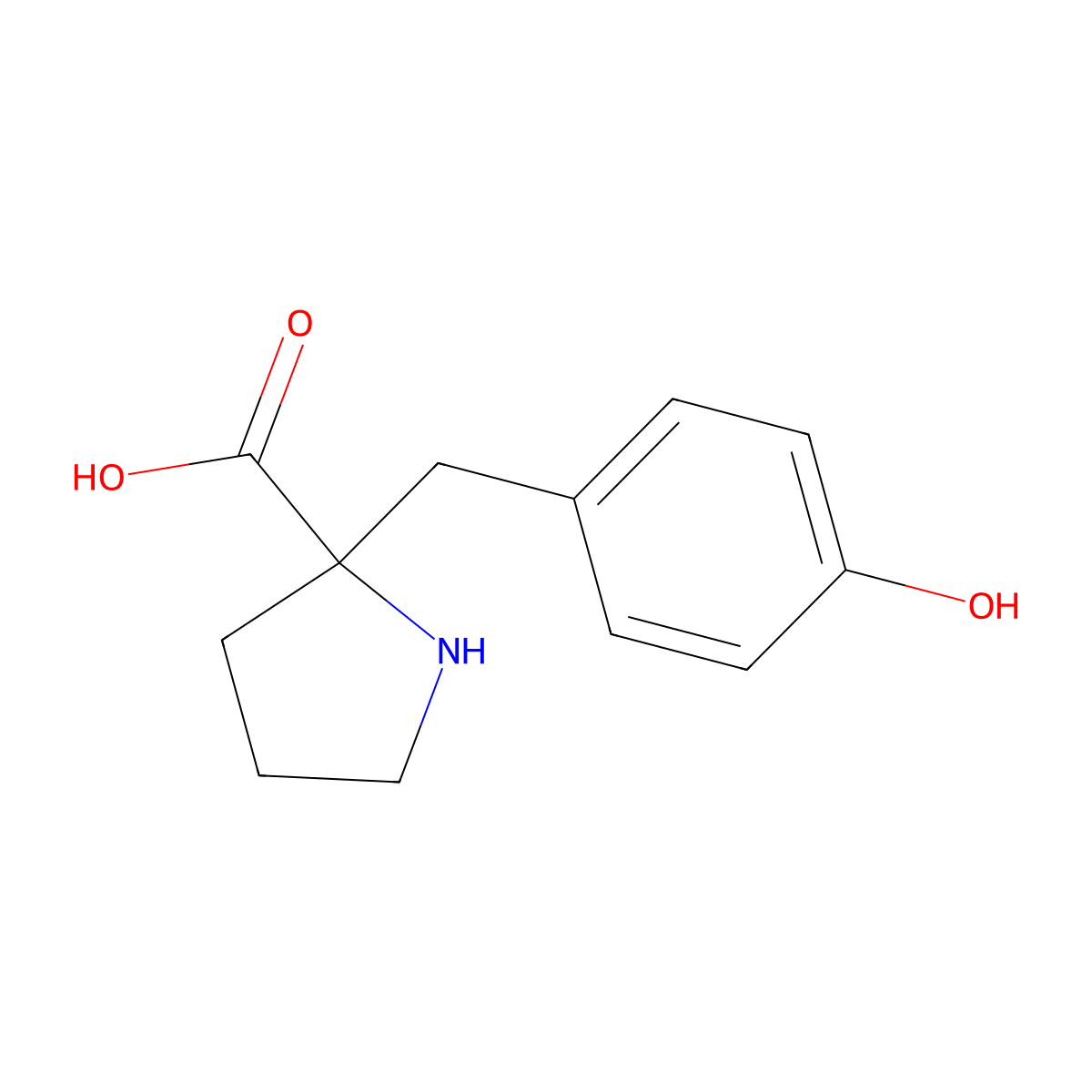 2-[(4-Hydroxyphenyl)methyl]pyrrolidine-2-carboxylic acid molecular structure, CAS 1547996-34-8