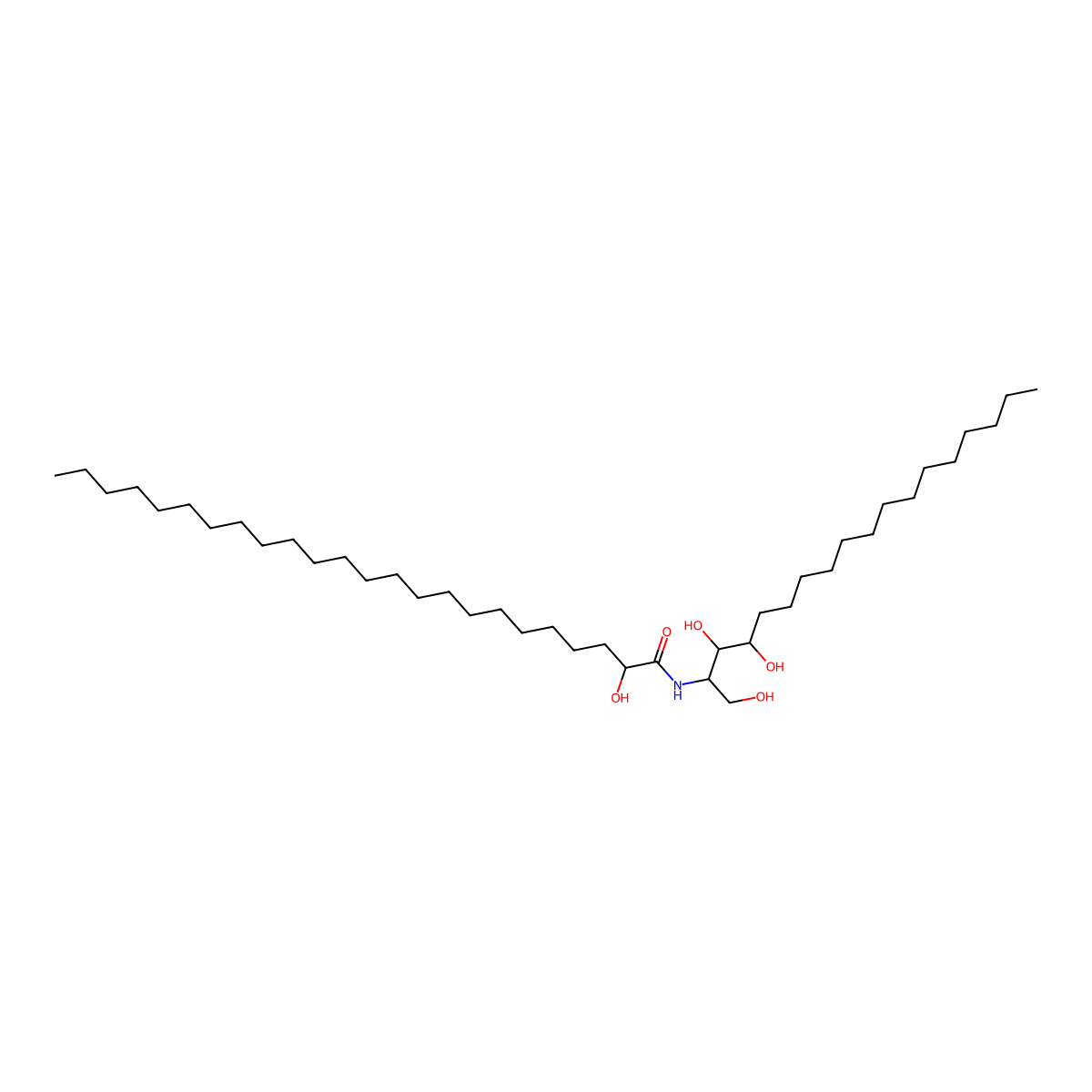 2-(2'-Hydroxytetracosanoylamino)-octadecane-1,3,4-triol, (2S,3S,4R,2'R)- molecular structure, CAS 154801-30-6