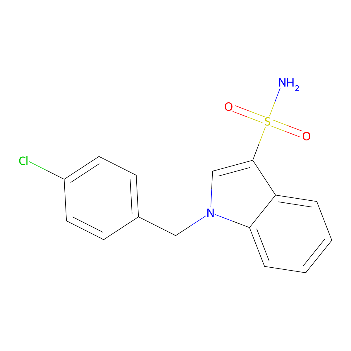 1-[(4-chlorophenyl)methyl]-1H-indole-3-sulfonamide molecular structure, CAS 1548021-53-9