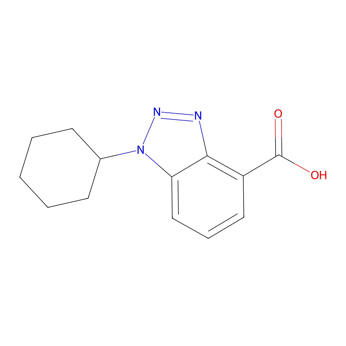 1-cyclohexyl-1H-1,2,3-benzotriazole-4-carboxylic acid molecular structure, CAS 1548050-38-9