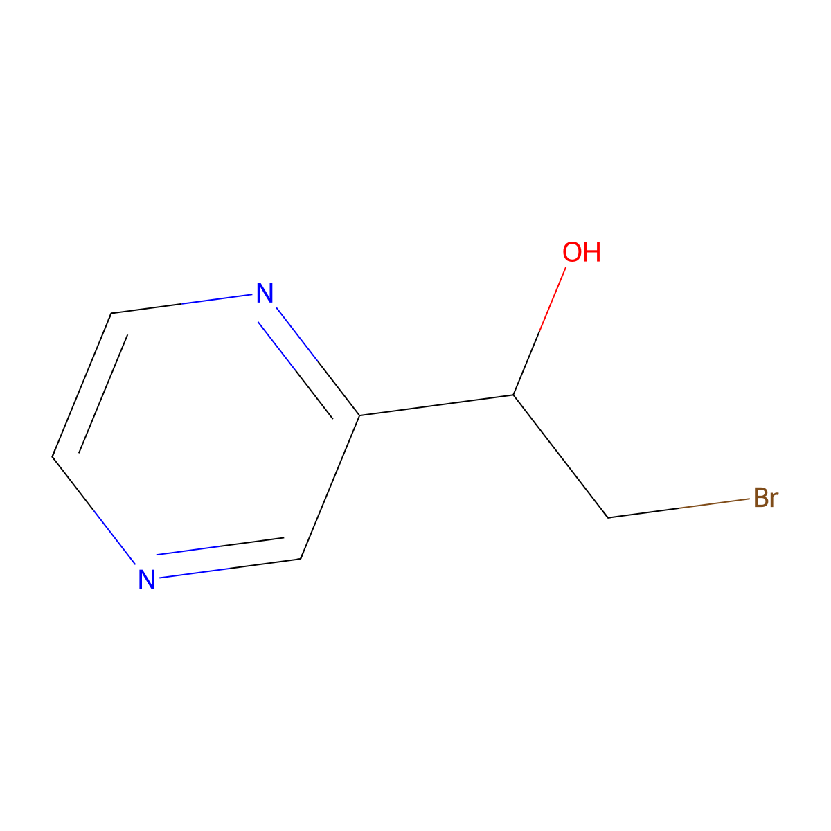 2-Bromo-1-(pyrazin-2-yl)ethan-1-ol molecular structure, CAS 1548065-71-9
