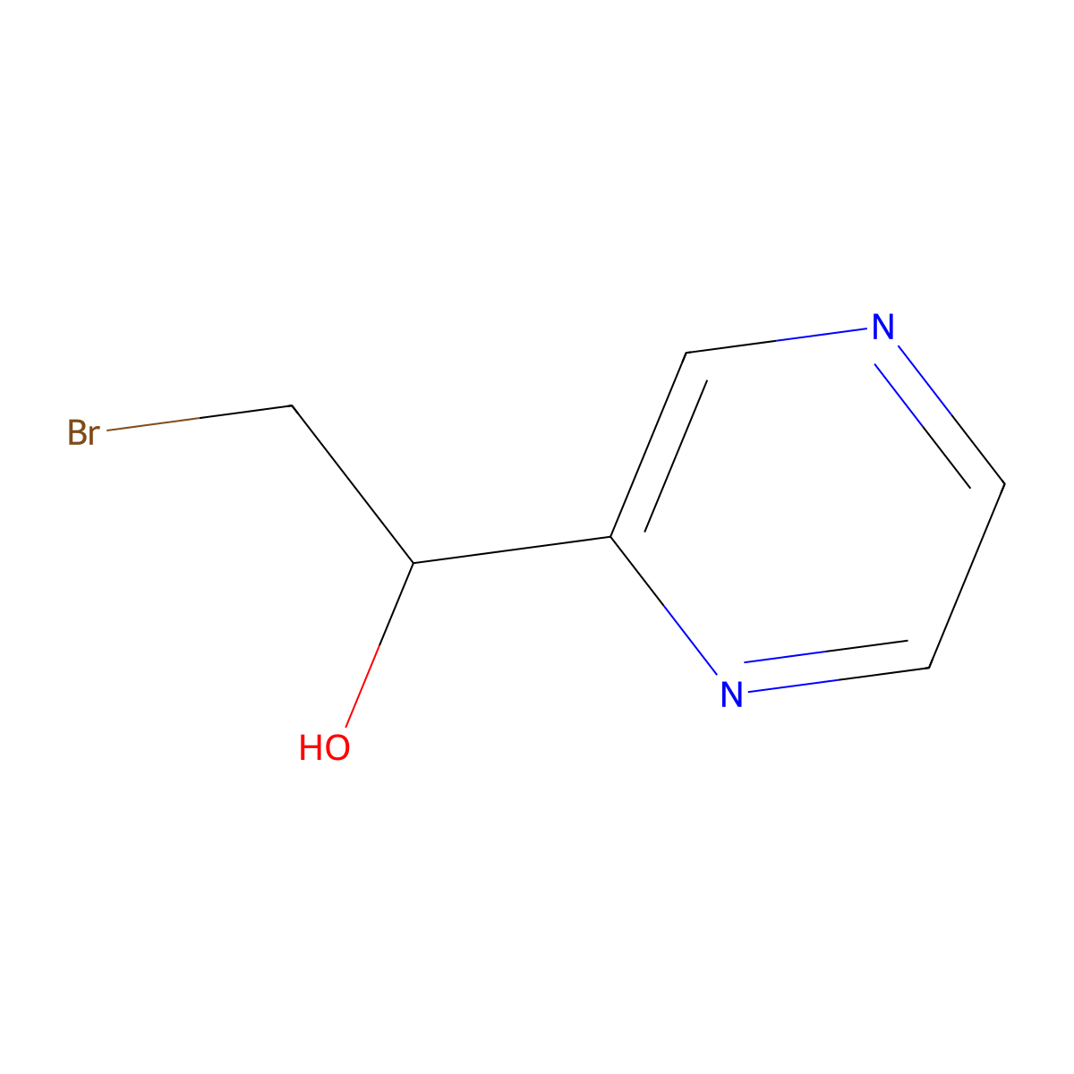 2-Bromo-1-(pyrazin-2-yl)ethan-1-ol molecular structure, CAS 1548065-71-9