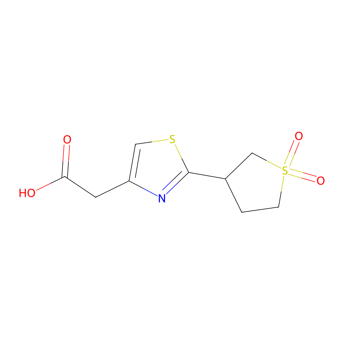 2-[2-(1,1-Dioxo-1lambda6-thiolan-3-yl)-1,3-thiazol-4-yl]acetic acid molecular structure, CAS 1548085-92-2
