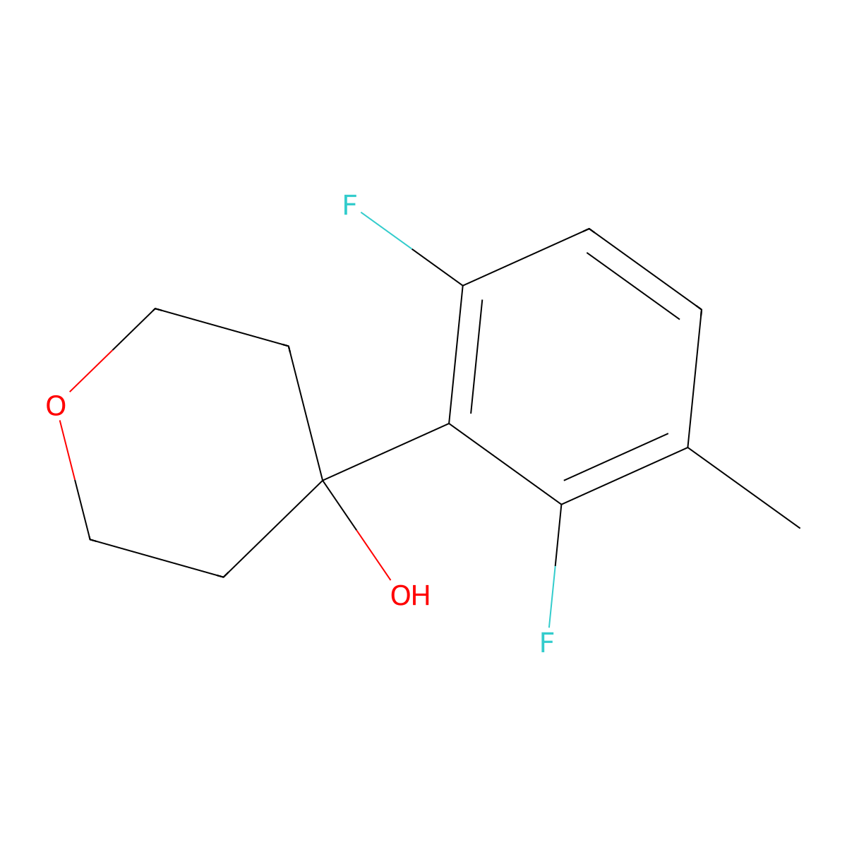 4-(2,6-difluoro-3-methylphenyl)tetrahydro-2H-pyran-4-ol molecular structure, CAS 1548111-43-8