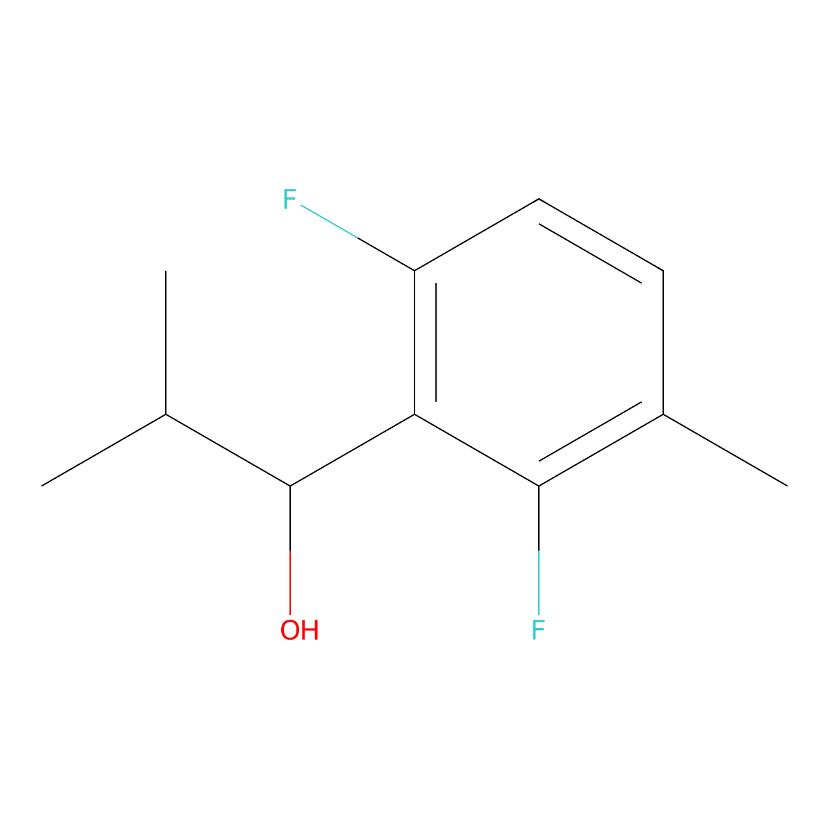 1-(2,6-Difluoro-3-methylphenyl)-2-methylpropan-1-ol molecular structure, CAS 1548129-11-8