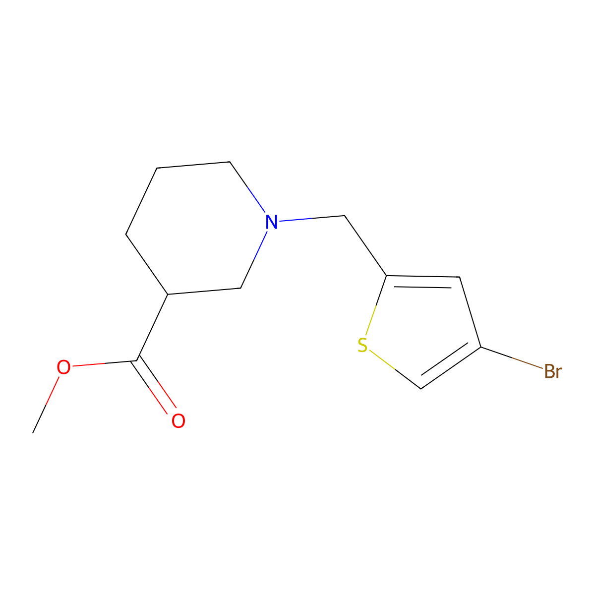 Methyl 1-[(4-bromothiophen-2-YL)methyl]piperidine-3-carboxylate molecular structure, CAS 1548163-89-8