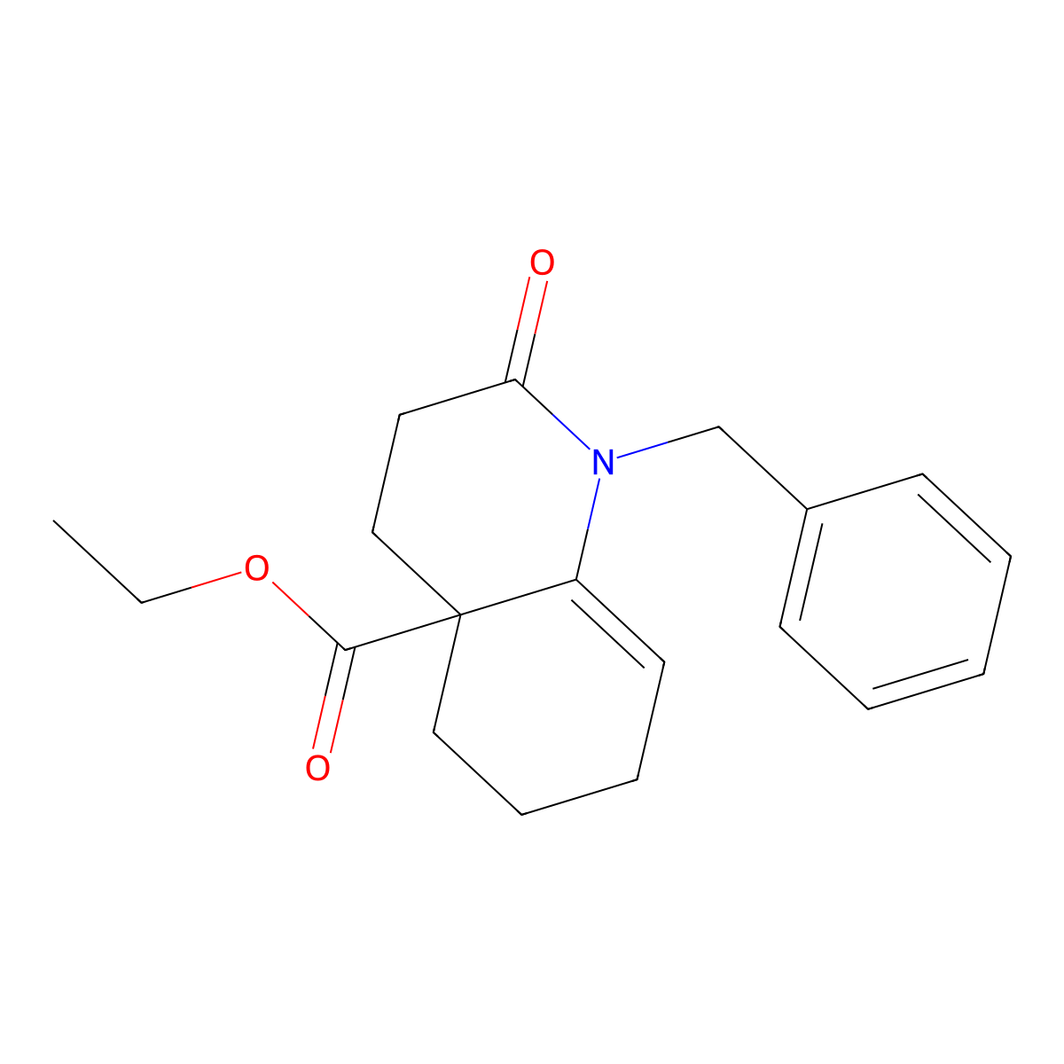 ethyl 1-benzyl-2-oxo-1,3,4,5,6,7-hexahydro-4a(2H)-quinolinecarboxylate molecular structure, CAS 154819-92-8