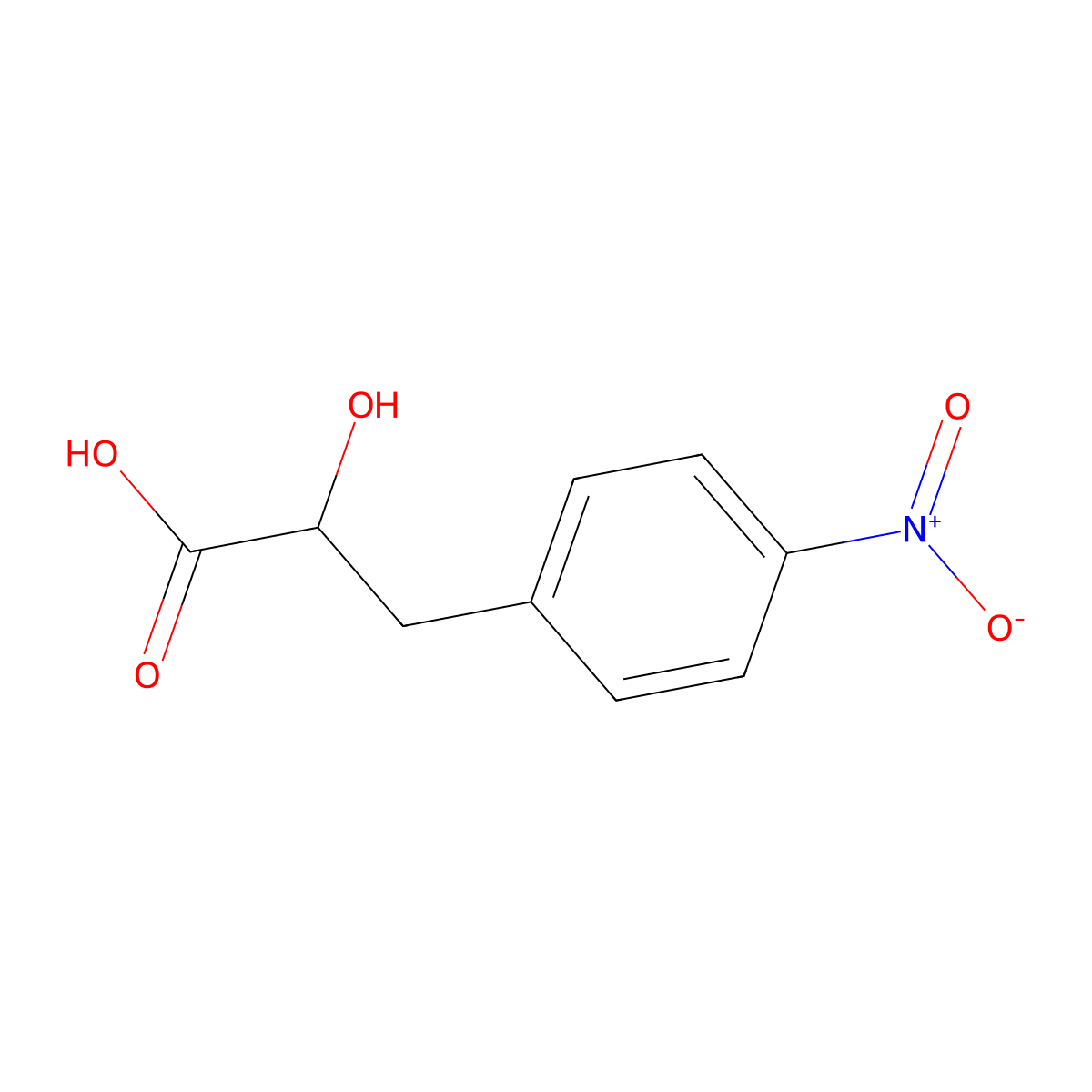 2-Hydroxy-3-(4-nitrophenyl)propanoic acid molecular structure, CAS 15482-94-7