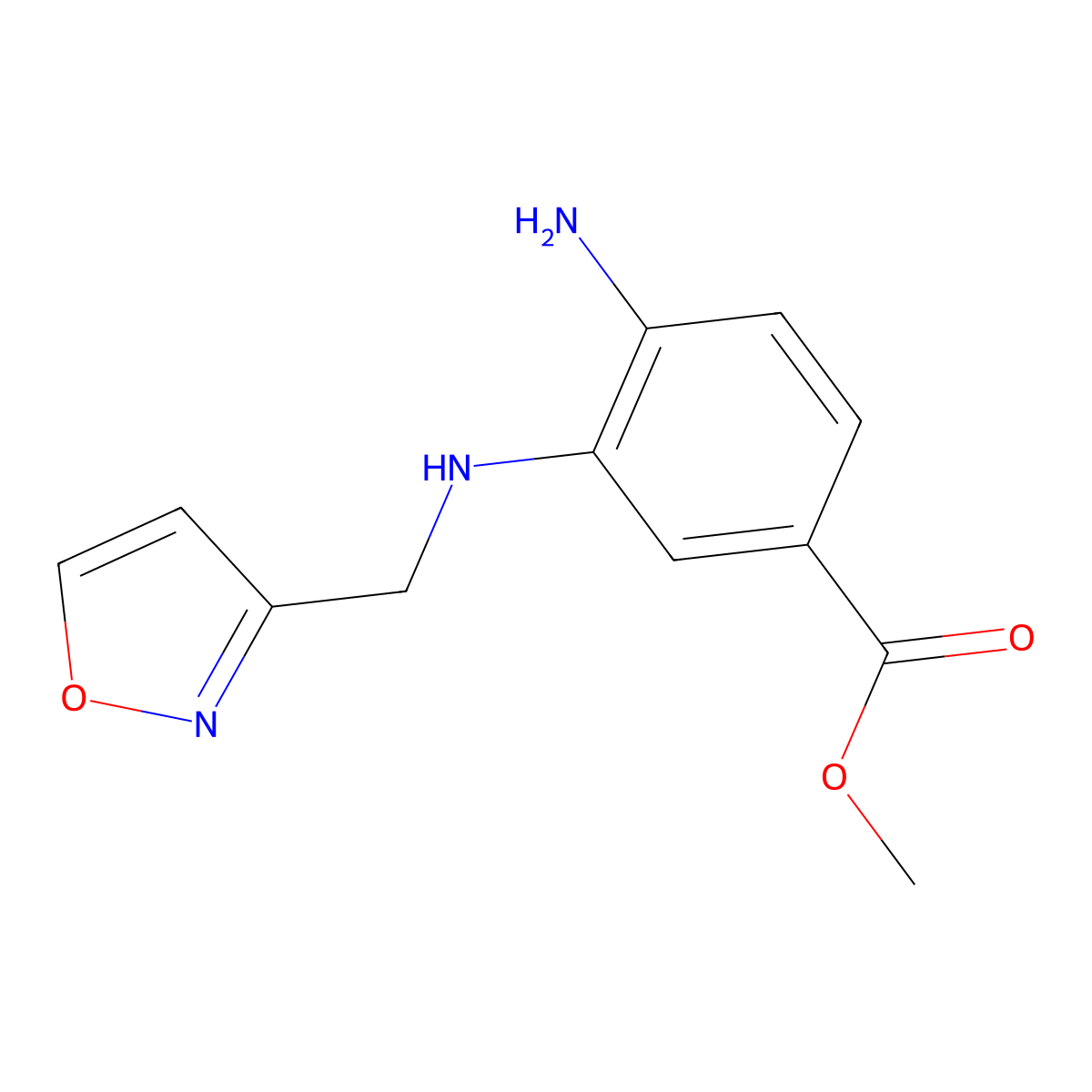 Methyl4-amino-3-{[(1,2-oxazol-3-yl)methyl]amino}benzoate molecular structure, CAS 1548258-20-3