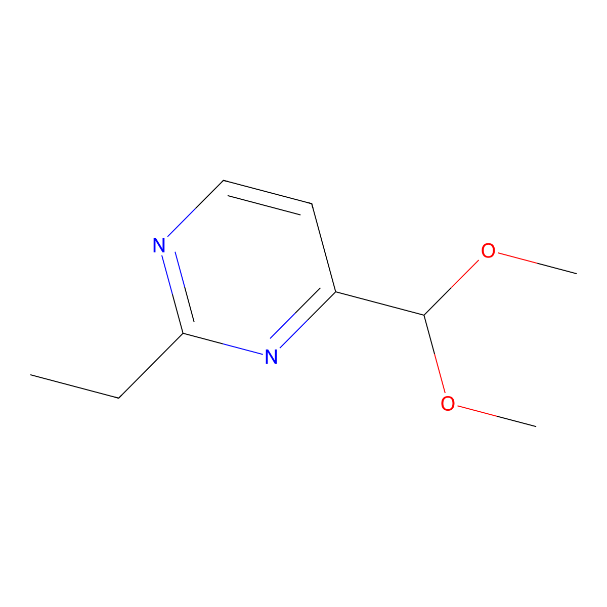 4-(Dimethoxymethyl)-2-ethylpyrimidine molecular structure, CAS 1548269-07-3
