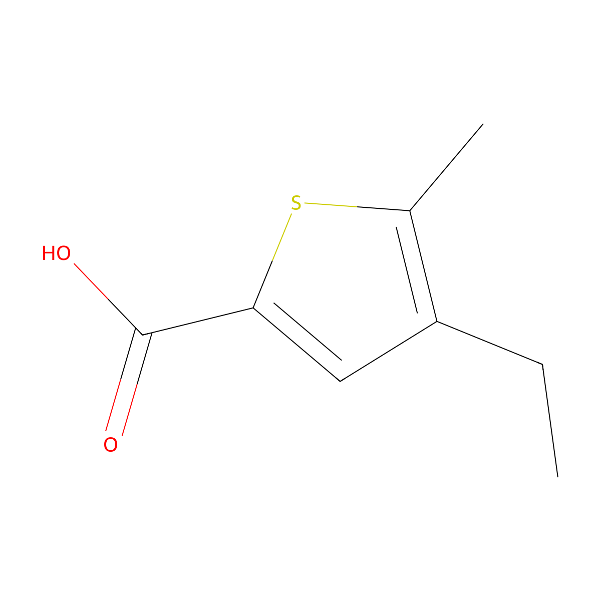 4-Ethyl-5-methylthiophene-2-carboxylic acid molecular structure, CAS 154828-65-6