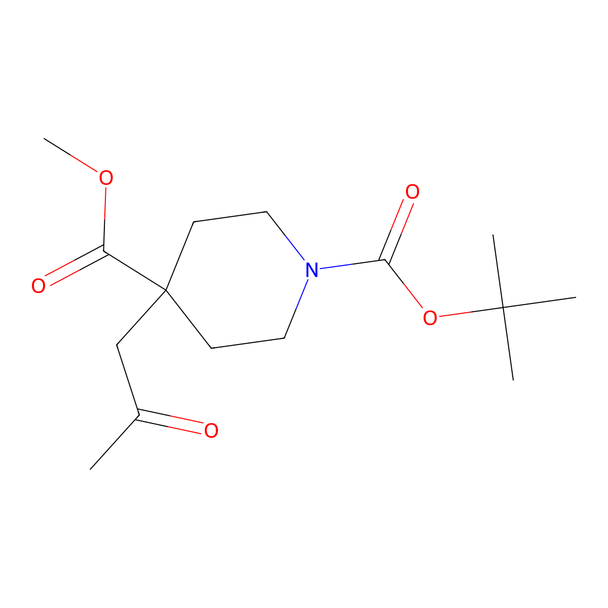 1-Tert-butyl 4-methyl 4-(2-oxopropyl)piperidine-1,4-dicarboxylate molecular structure, CAS 1548290-23-8