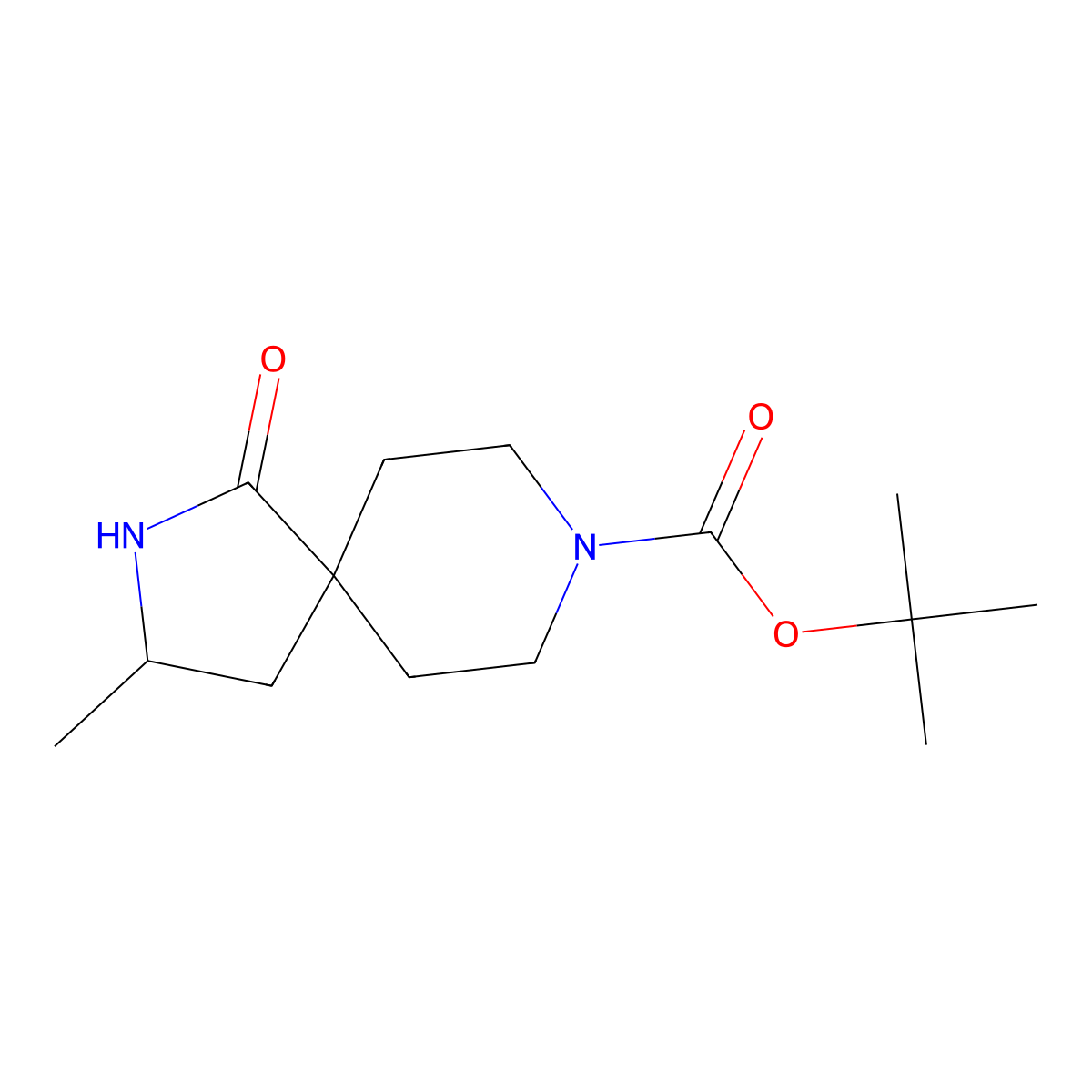 (R)-tert-butyl 3-methyl-1-oxo-2,8-diazaspiro[4.5]decane-8-carboxylate molecular structure, CAS 1548290-30-7