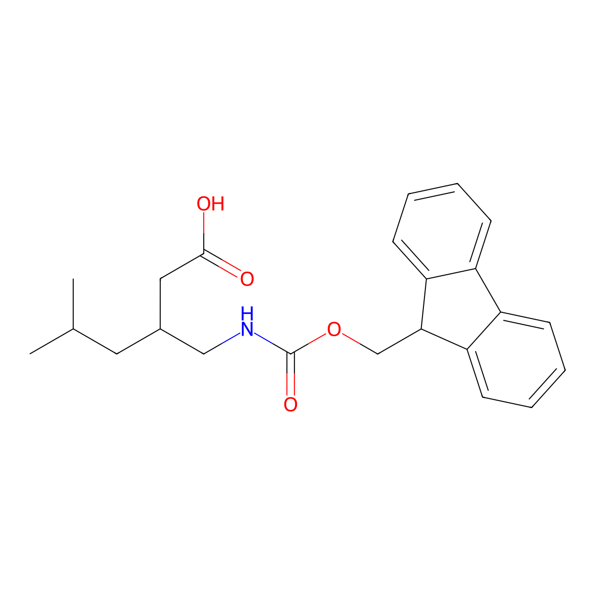 3-(((((9h-Fluoren-9-yl)methoxy)carbonyl)amino)methyl)-5-methylhexanoic acid molecular structure, CAS 1548292-76-7