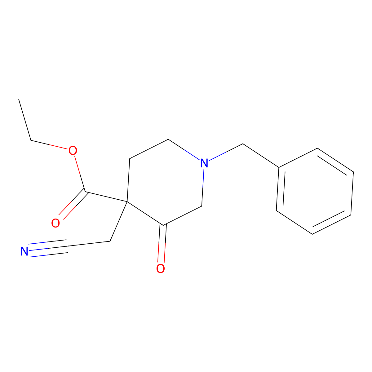 Ethyl 1-benzyl-4-(cyanomethyl)-3-oxopiperidine-4-carboxylate molecular structure, CAS 1548292-80-3