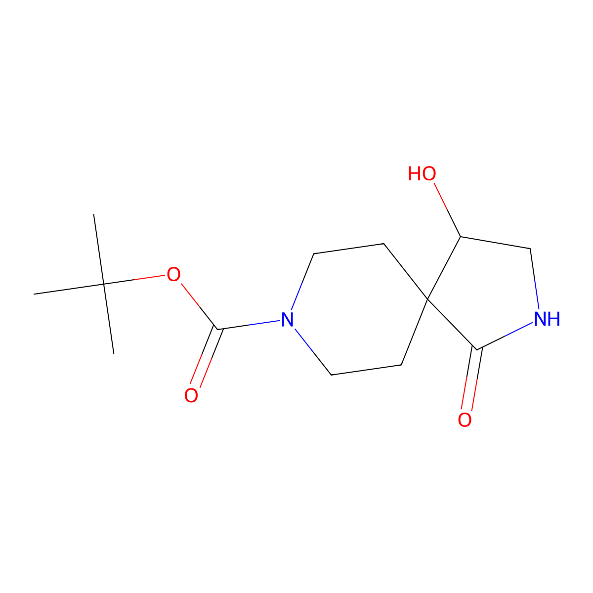 tert-Butyl 4-hydroxy-1-oxo-2,8-diazaspiro[4.5]decane-8-carboxylate molecular structure, CAS 1548293-12-4