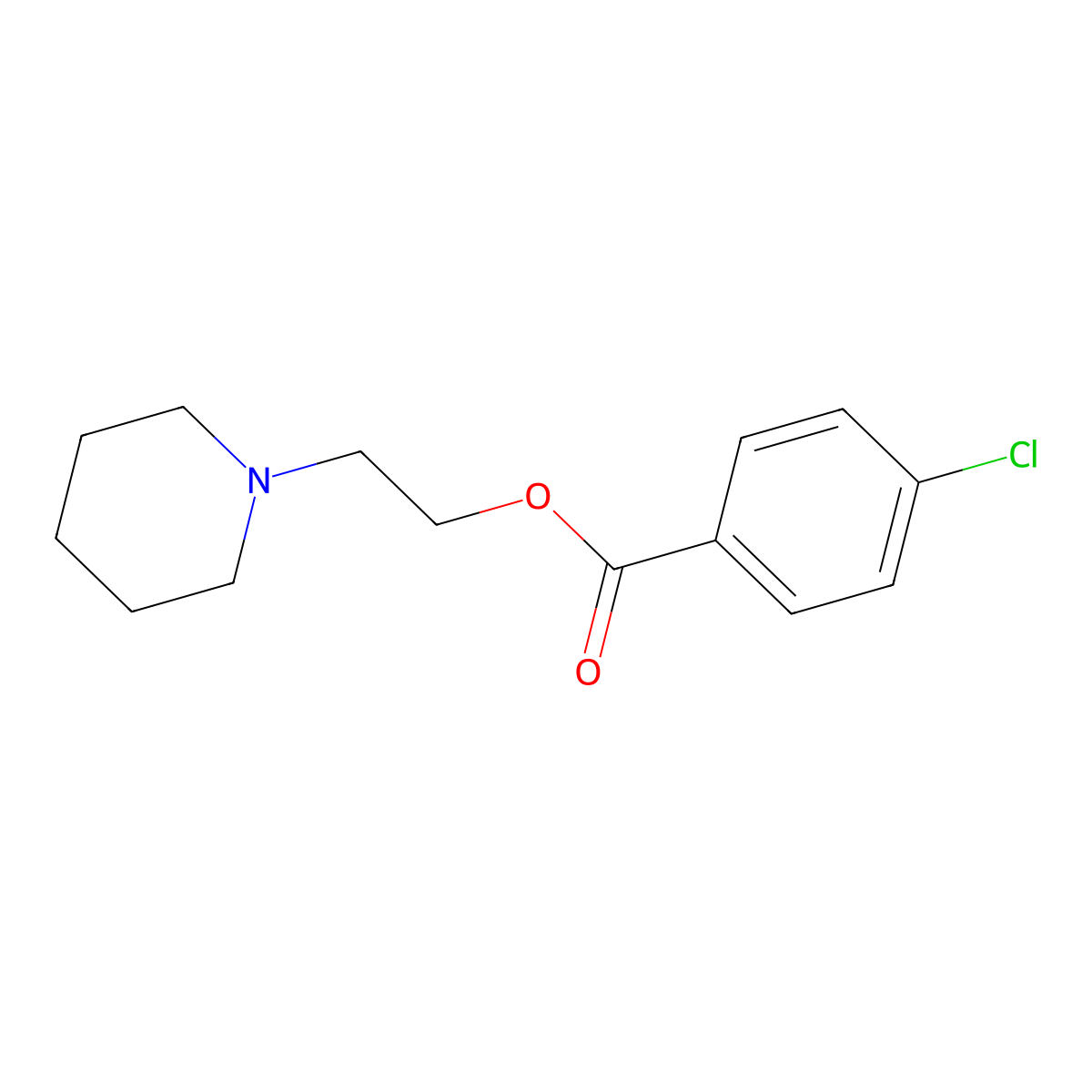 2-Piperidinoethyl p-chlorobenzoate molecular structure, CAS 15483-41-7