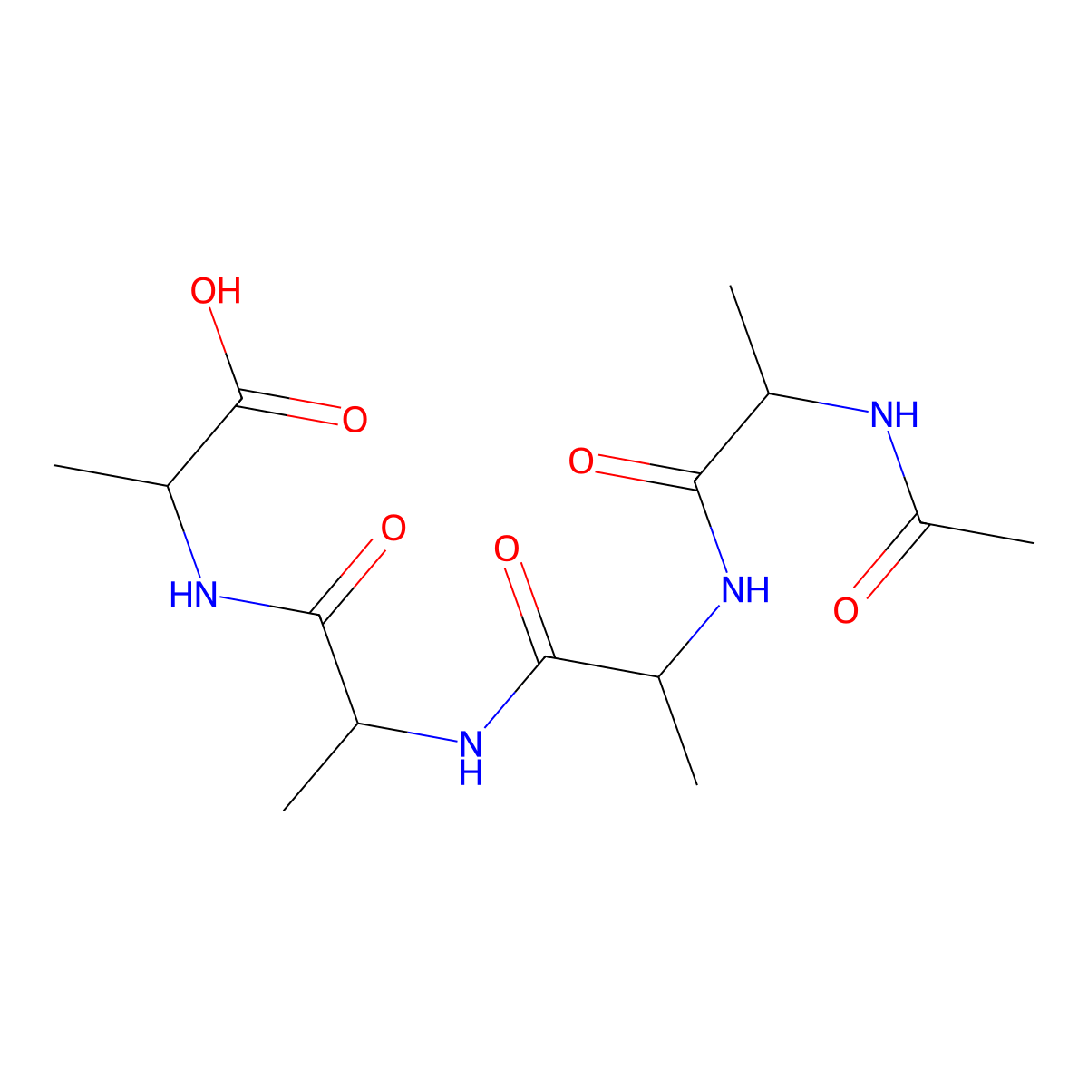 Acetylalanyl-alanyl-alanyl-alanine molecular structure, CAS 15483-58-6