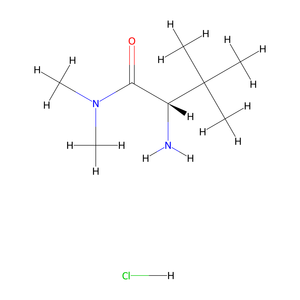 (2S)-2-amino-N,N,3,3-tetramethylbutanamide hydrochloride molecular structure, CAS 154830-98-5