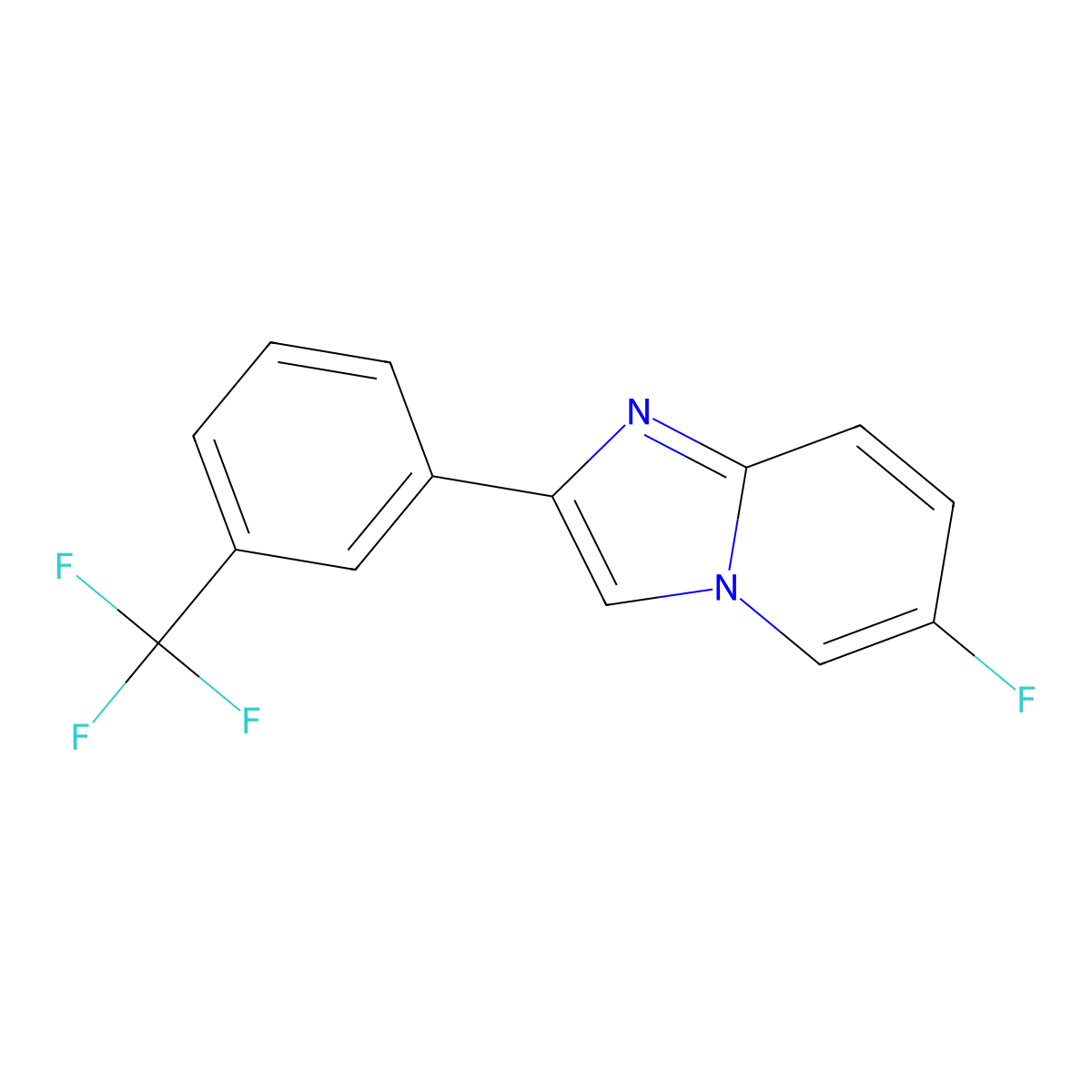 6-Fluoro-2-(3-(trifluoromethyl)phenyl)imidazo[1,2-a]pyridine molecular structure, CAS 1548309-11-0