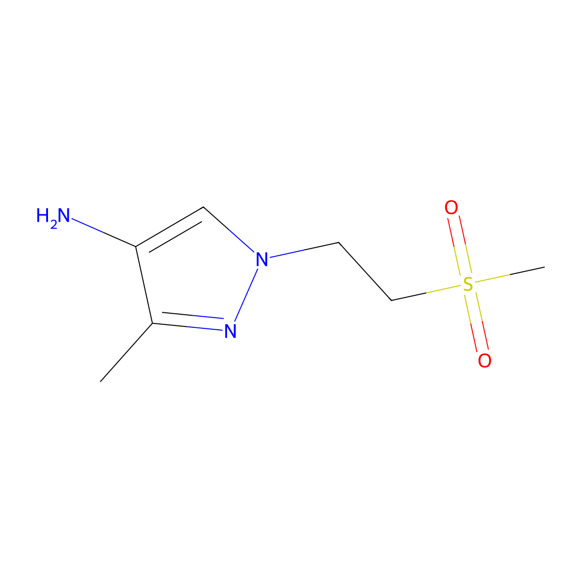 1-(2-Methanesulfonylethyl)-3-methyl-1H-pyrazol-4-amine molecular structure, CAS 1548335-13-2