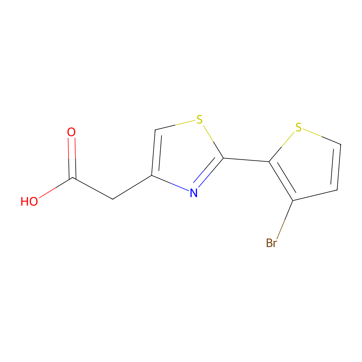 2-[2-(3-Bromothiophen-2-yl)-1,3-thiazol-4-yl]acetic acid molecular structure, CAS 1548344-96-2