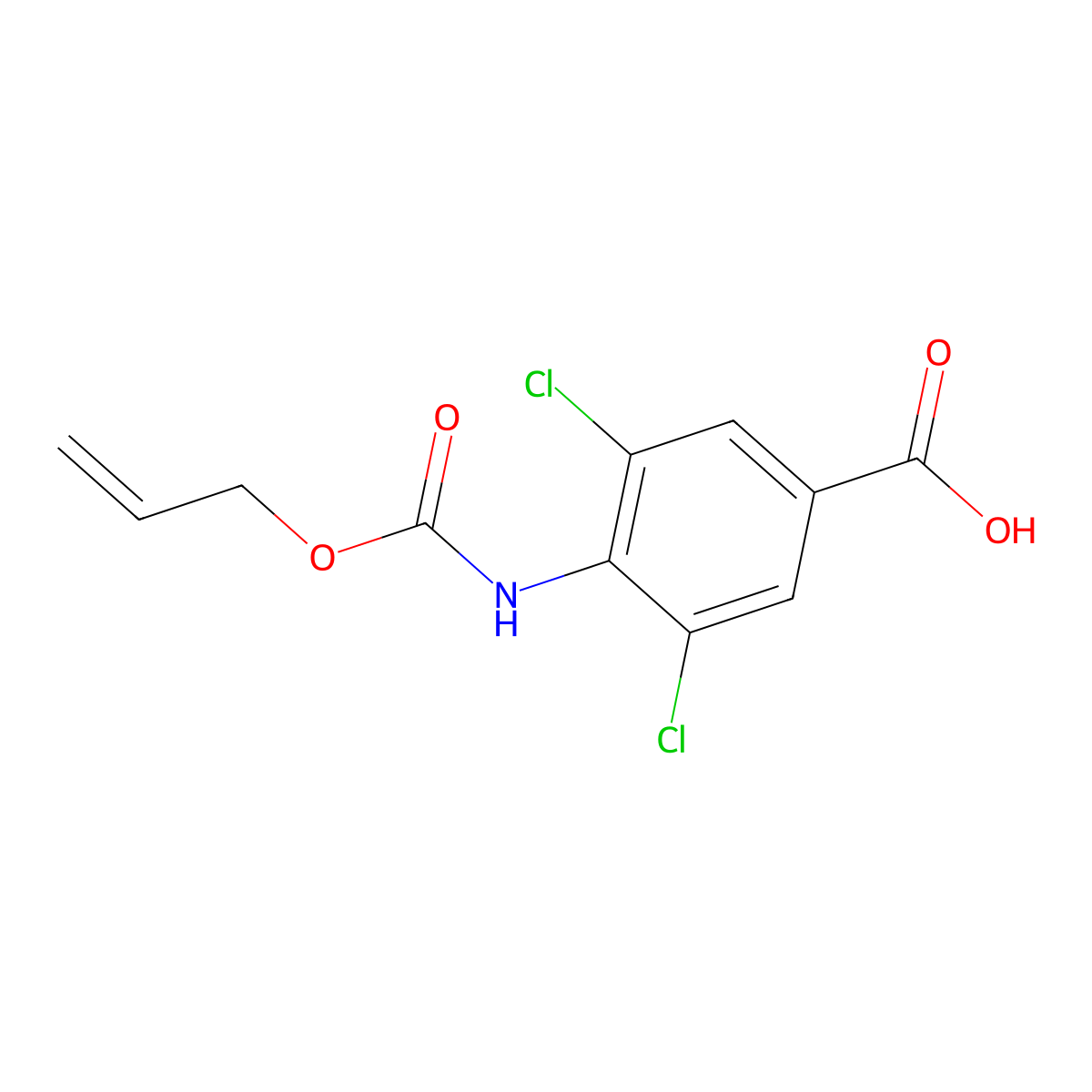 3,5-Dichloro-4-{[(prop-2-en-1-yloxy)carbonyl]amino}benzoic acid molecular structure, CAS 1548349-42-3