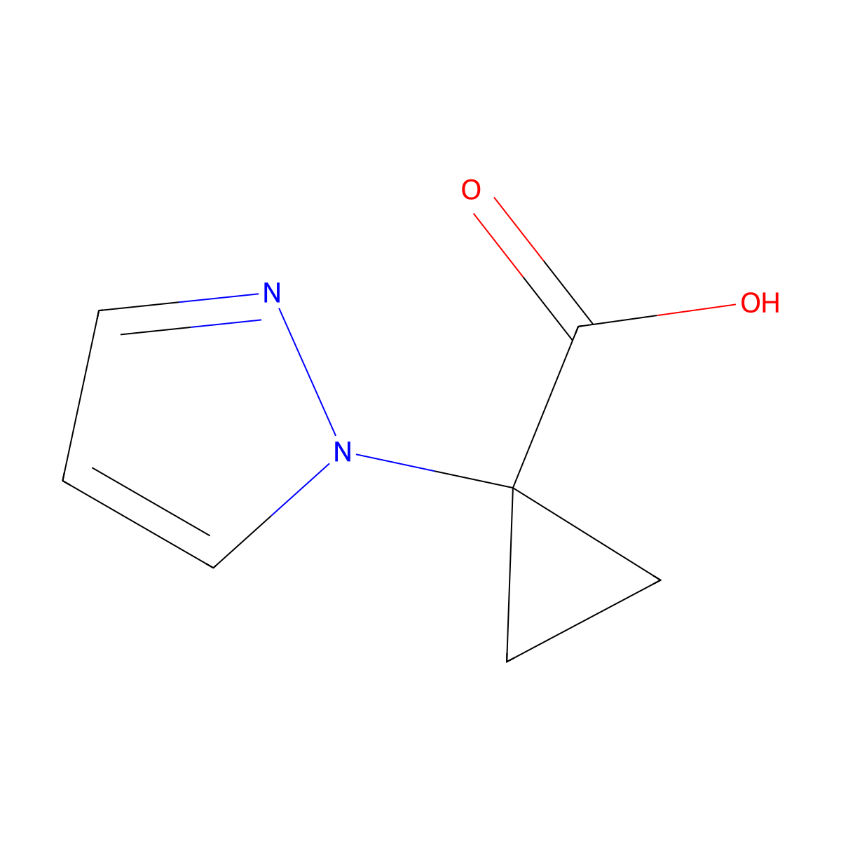 1-(1H-pyrazol-1-yl)cyclopropane-1-carboxylic acid molecular structure, CAS 1548372-66-2