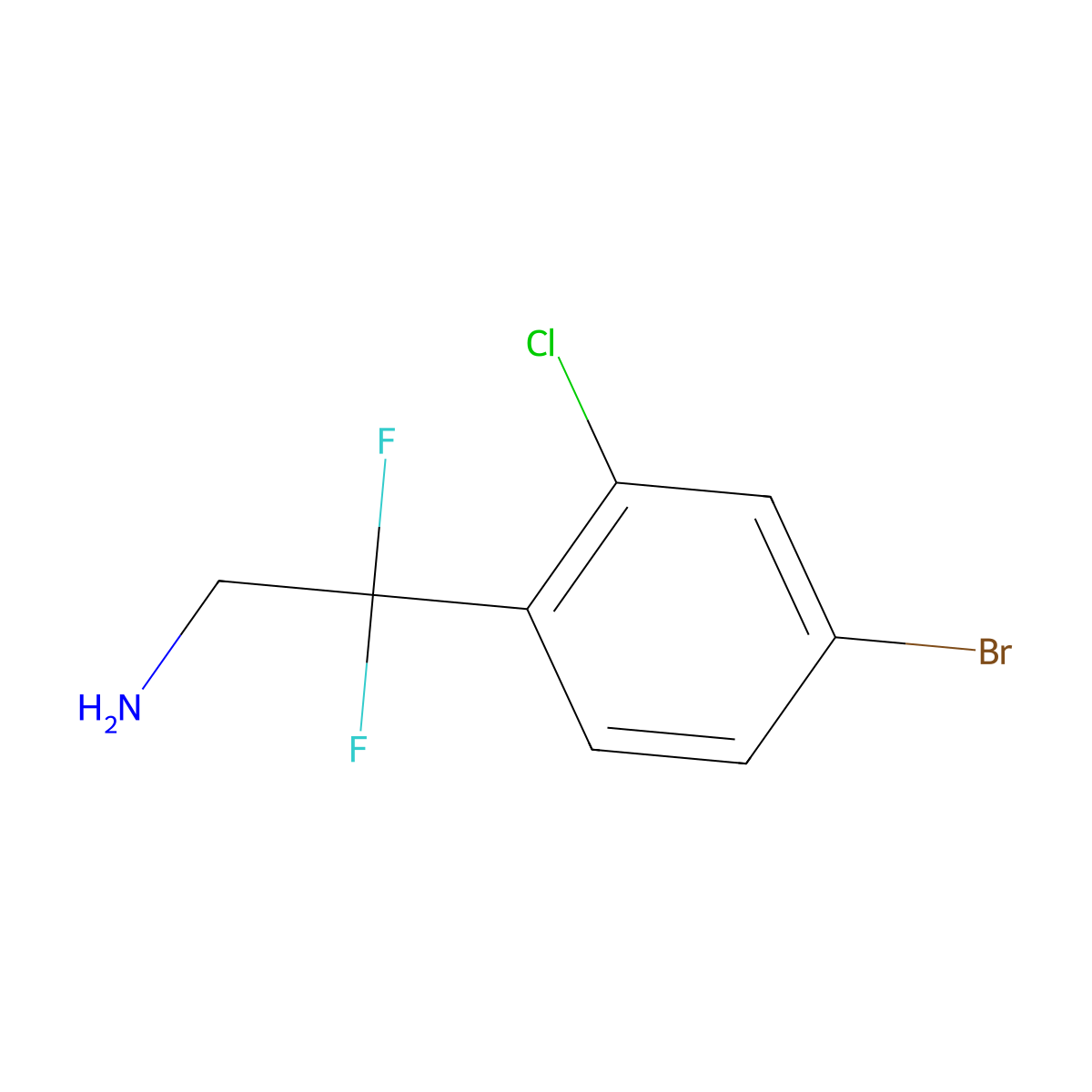2-(4-Bromo-2-chlorophenyl)-2,2-difluoroethan-1-amine molecular structure, CAS 1548379-02-7