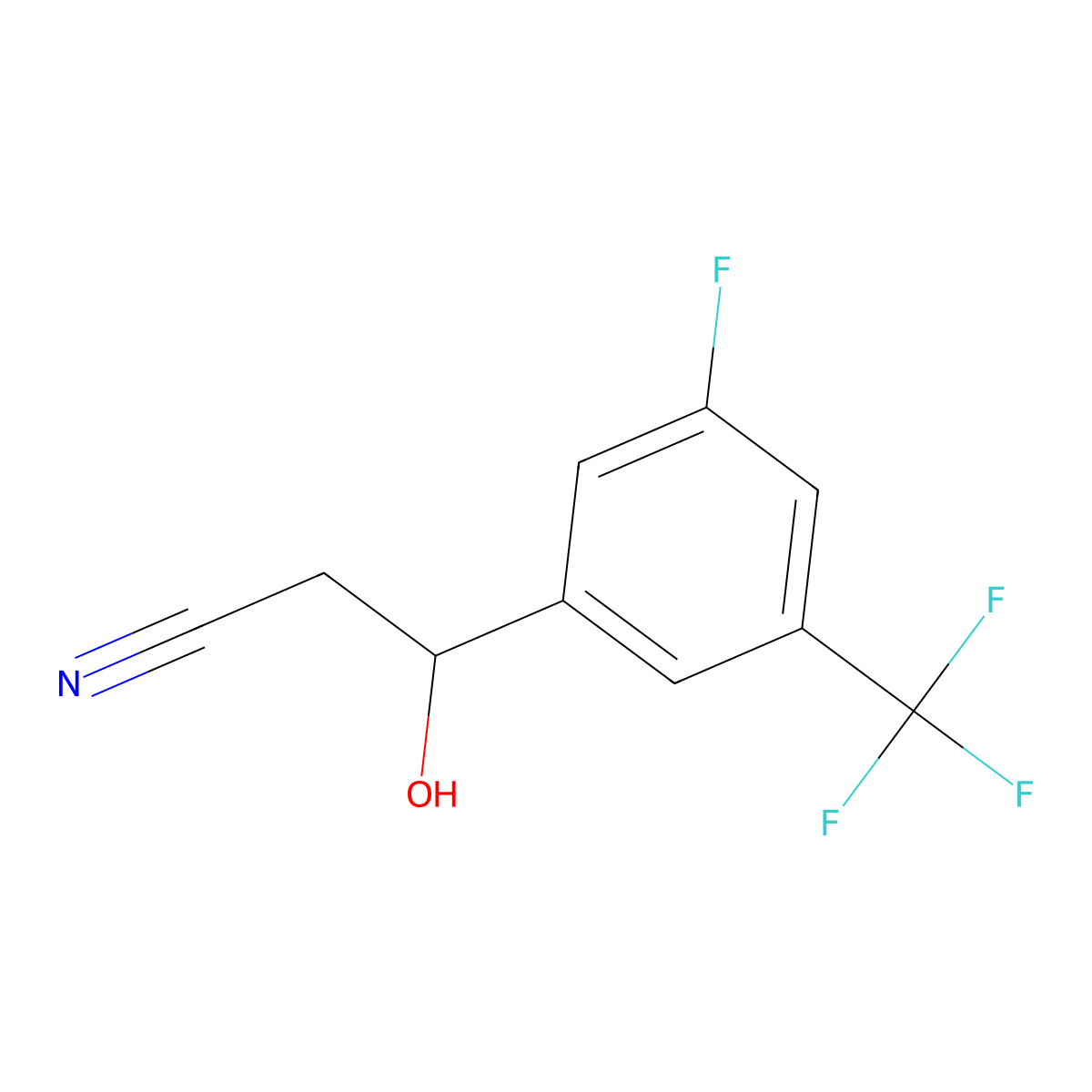 3-[3-Fluoro-5-(trifluoromethyl)phenyl]-3-hydroxypropanenitrile molecular structure, CAS 1548384-78-6