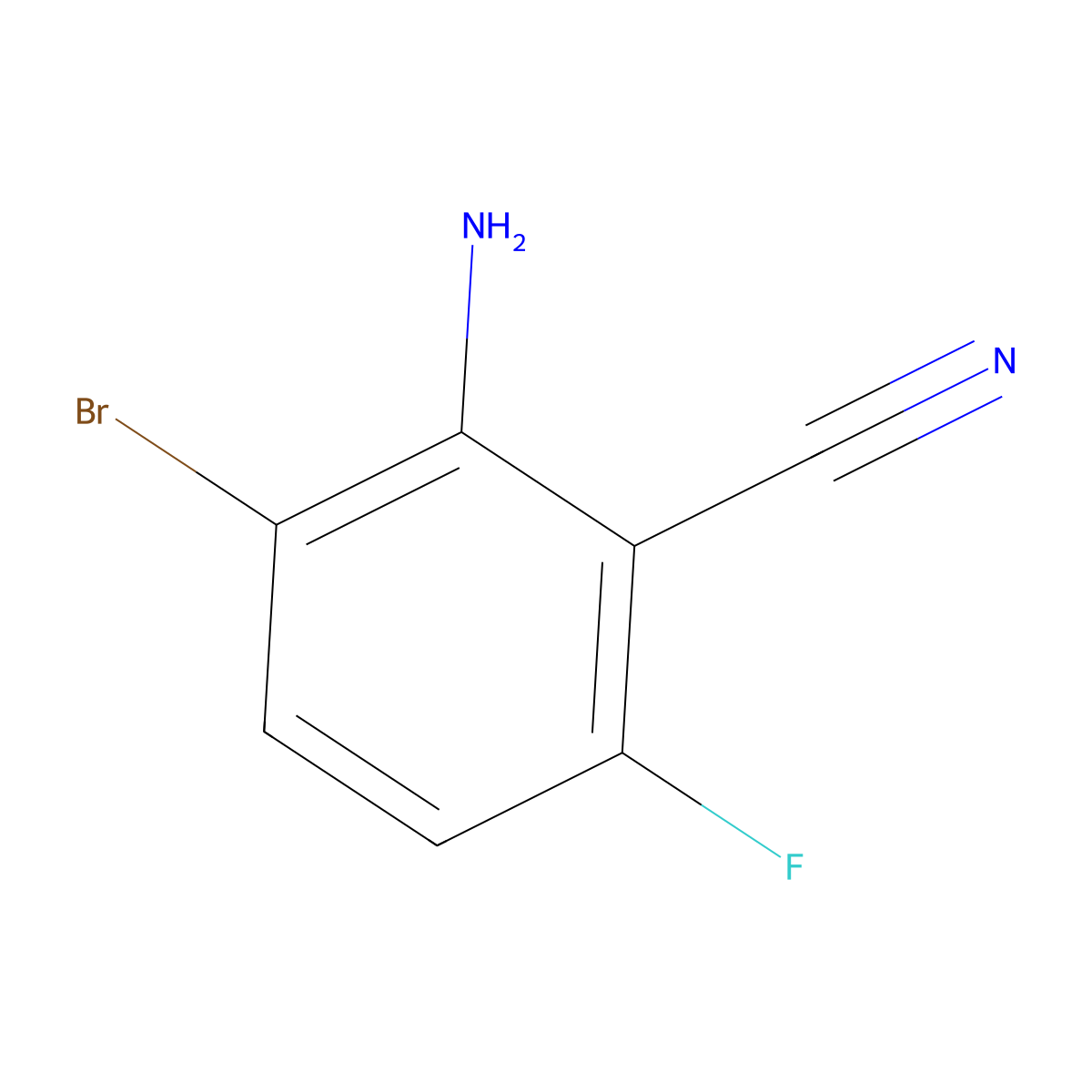 2-Amino-3-bromo-6-fluorobenzonitrile molecular structure, CAS 1548414-97-6