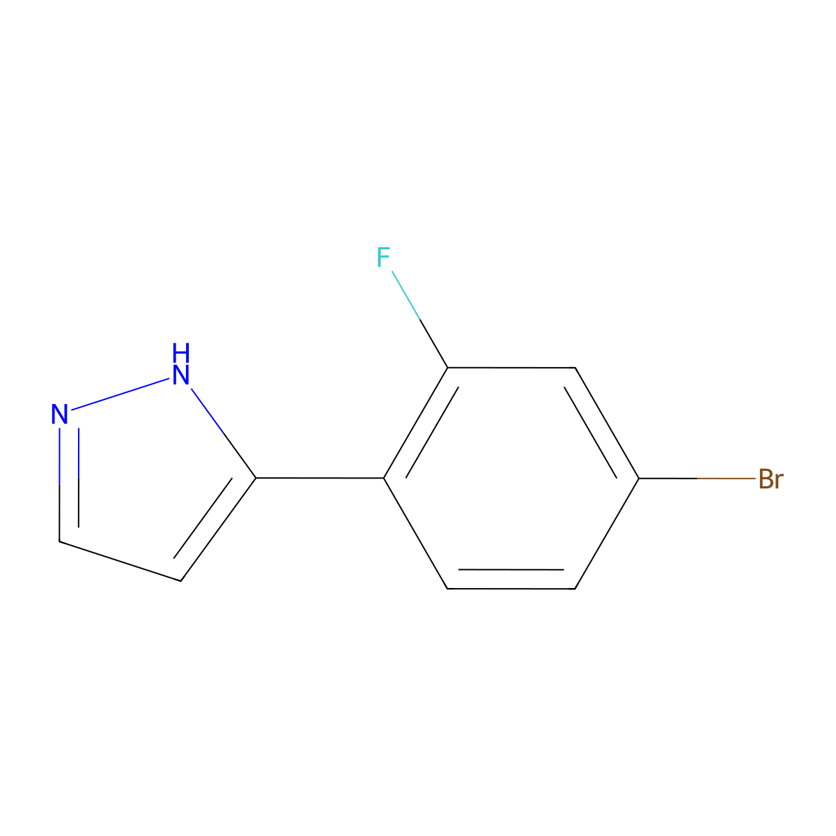 3-(4-bromo-2-fluorophenyl)-1H-pyrazole molecular structure, CAS 1548477-52-6