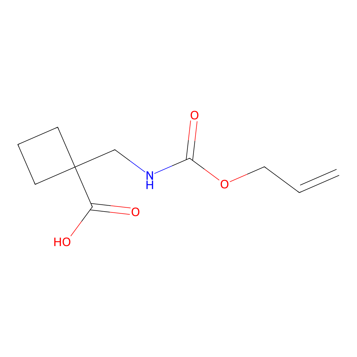 1-({[(Prop-2-en-1-yloxy)carbonyl]amino}methyl)cyclobutane-1-carboxylic acid molecular structure, CAS 1548480-14-3
