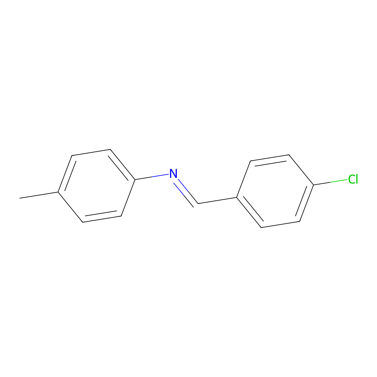 N-(4-Chlorobenzylidene)-p-toluidine molecular structure, CAS 15485-32-2