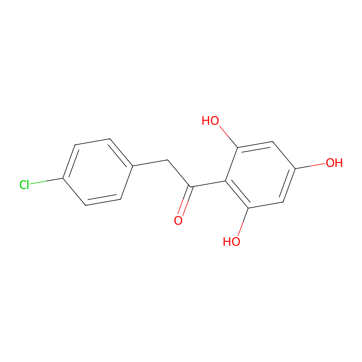 2-(4-Chlorophenyl)-1-(2,4,6-trihydroxyphenyl)ethanone molecular structure, CAS 15485-68-4