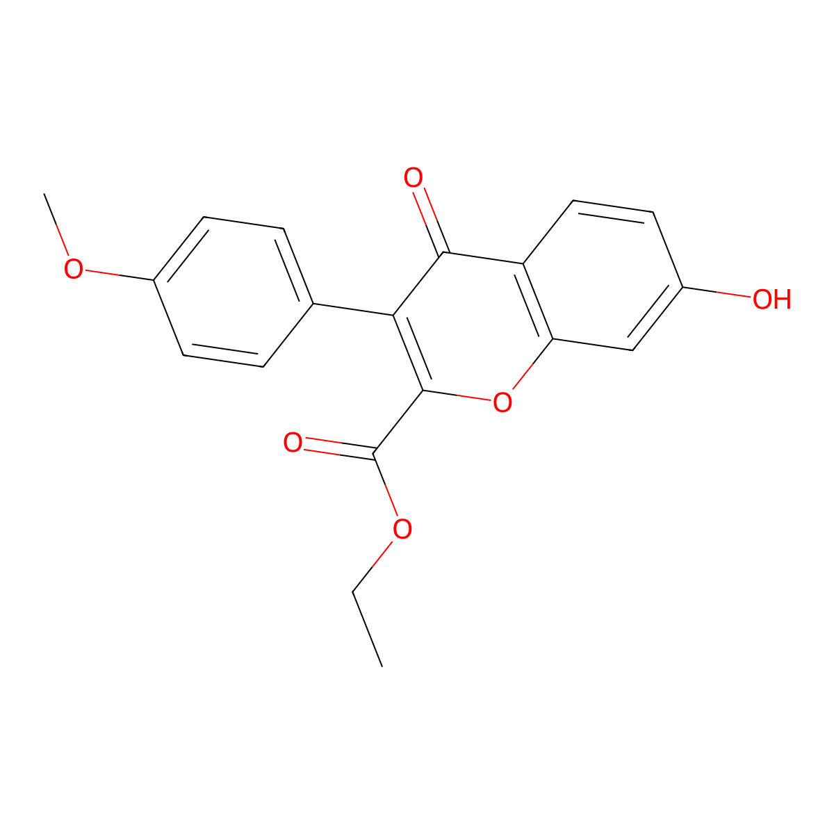 Ethyl 7-hydroxy-3-(4-methoxyphenyl)-4-oxochromene-2-carboxylate molecular structure, CAS 15485-73-1