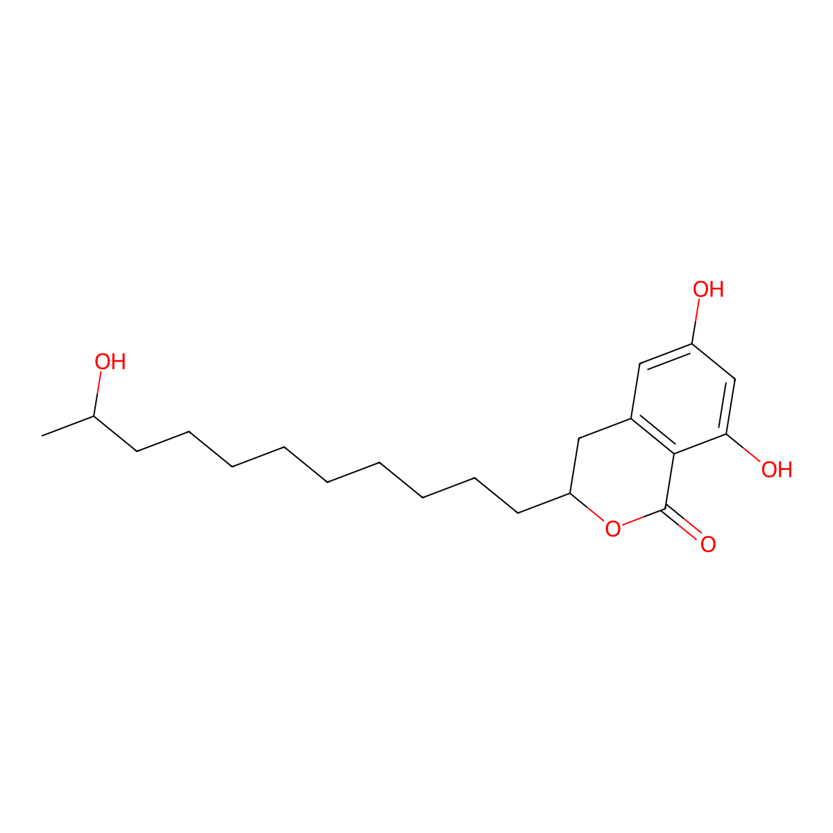 3,4-Dihydro-6,8-dihydroxy-3-(10-hydroxyundecyl)isocoumarin molecular structure, CAS 154850-35-8