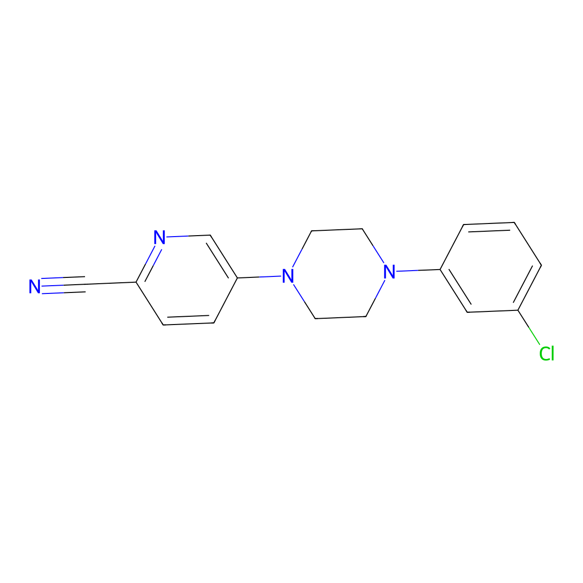 5-[4-(3-Chlorophenyl)piperazin-1-yl]pyridine-2-carbonitrile molecular structure, CAS 1548507-51-2