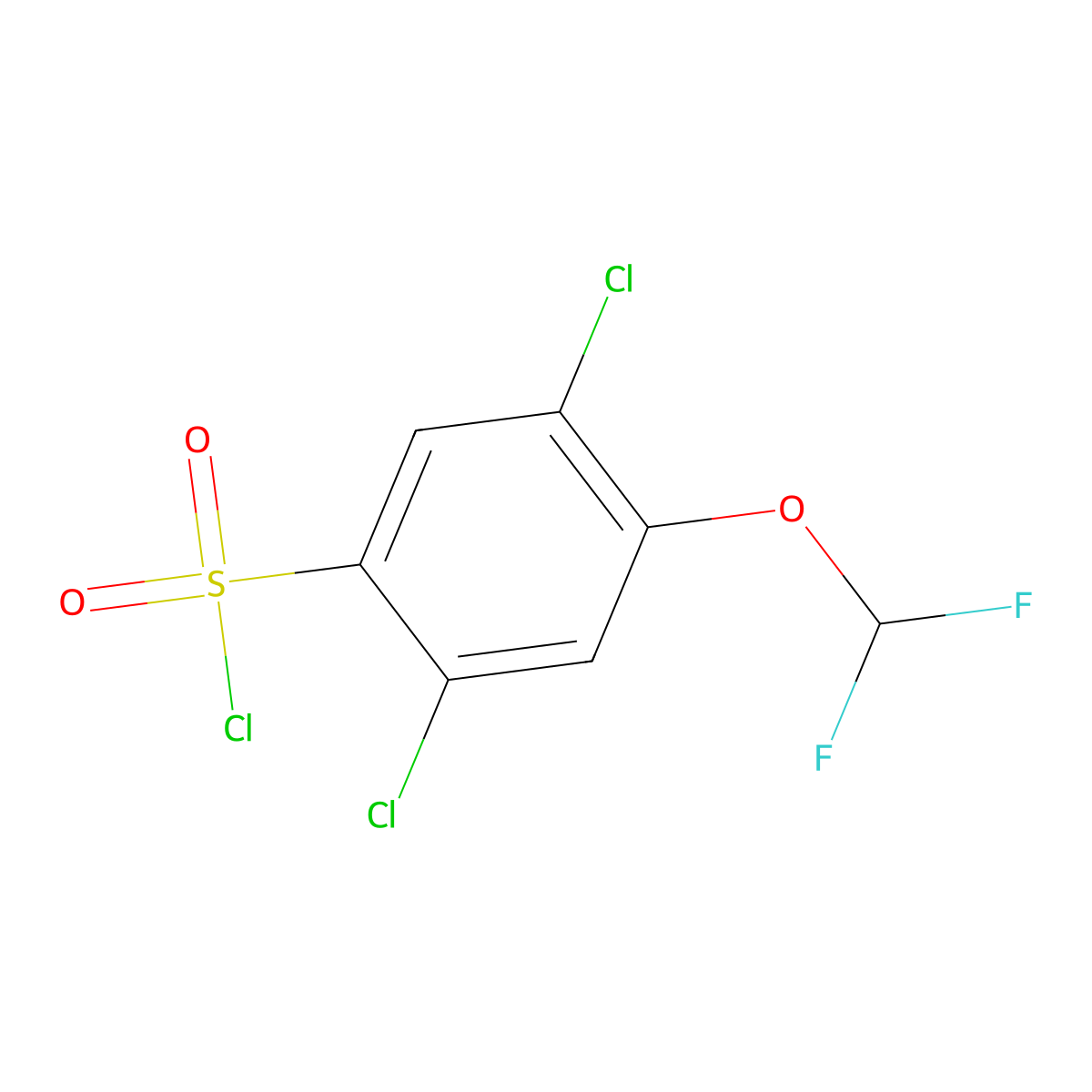 2,5-Dichloro-4-(difluoromethoxy)benzene-1-sulfonyl chloride molecular structure, CAS 1548532-20-2