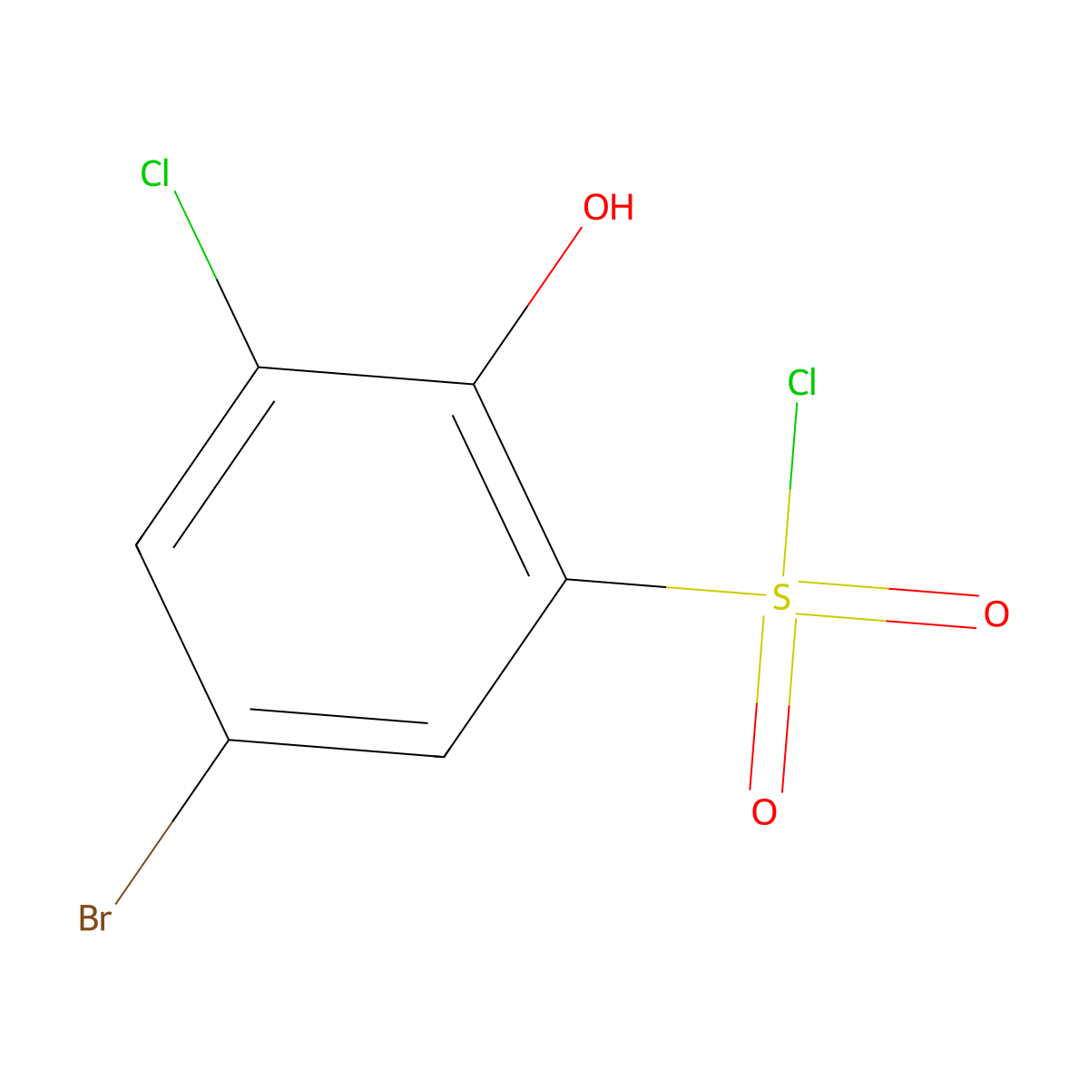 5-Bromo-3-chloro-2-hydroxybenzenesulfonyl chloride molecular structure, CAS 1548532-56-4