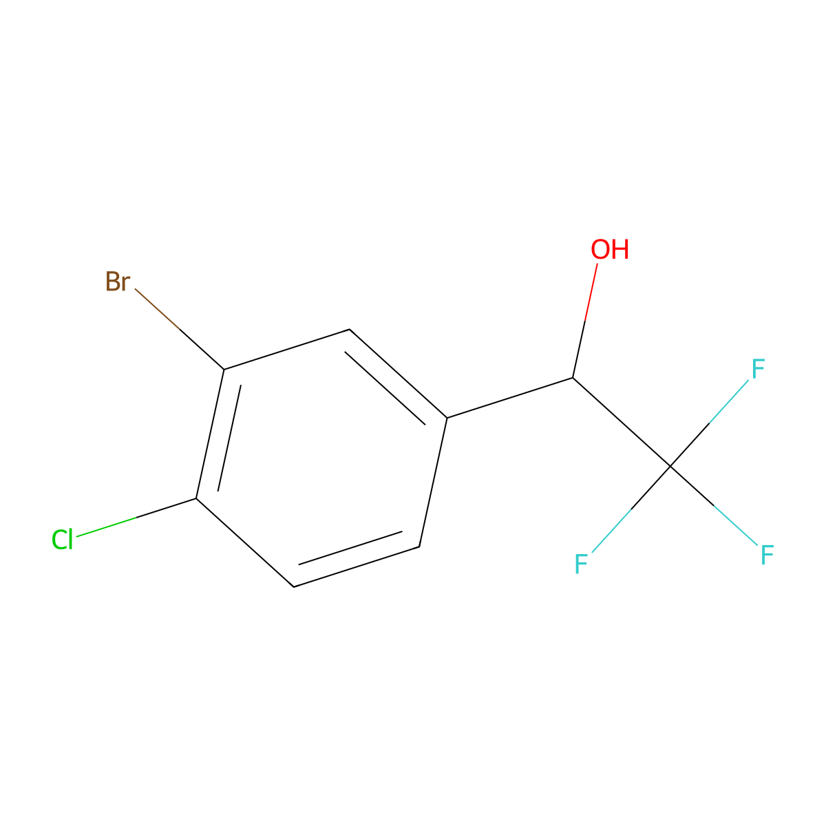 1-(3-Bromo-4-chlorophenyl)-2,2,2-trifluoroethan-1-ol molecular structure, CAS 1548534-66-2
