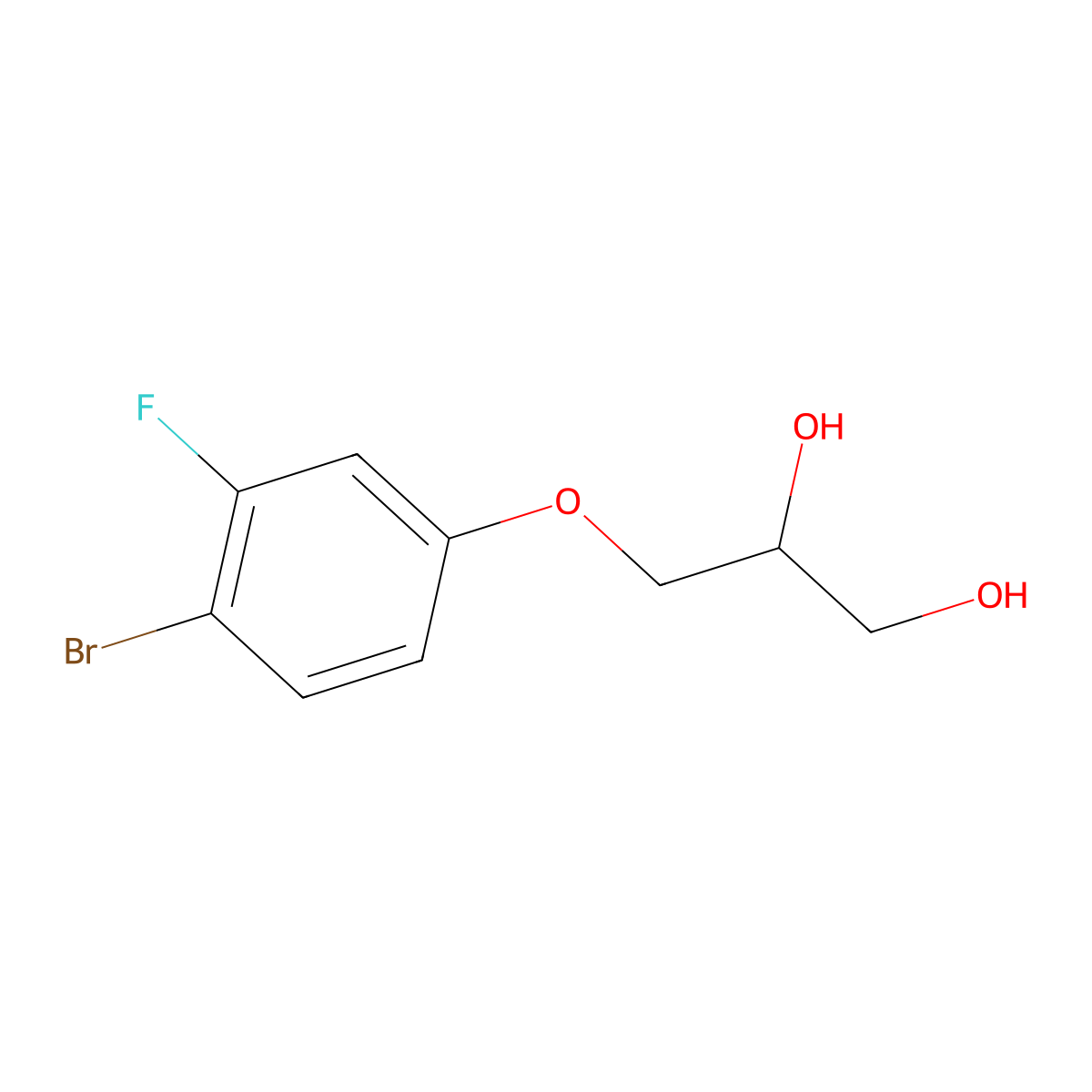 3-(4-Bromo-3-fluorophenoxy)propane-1,2-diol molecular structure, CAS 1548539-95-2
