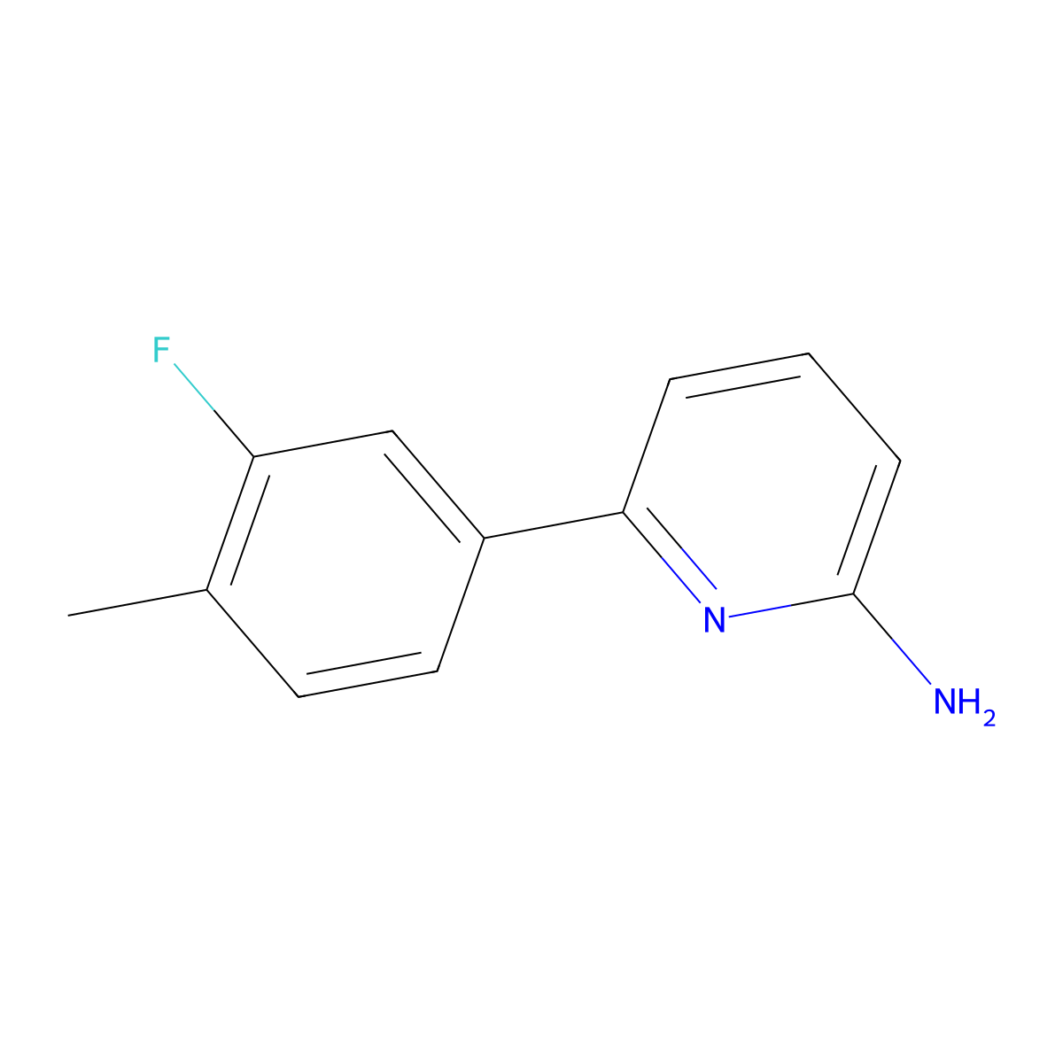 6-(3-Fluoro-4-methylphenyl)pyridin-2-amine molecular structure, CAS 1548606-13-8