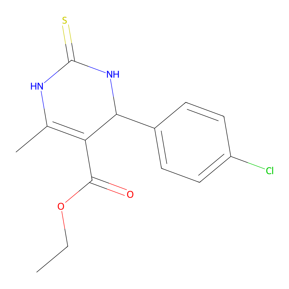 Ethyl 4-(4-chlorophenyl)-6-methyl-2-thioxo-1,2,3,4-tetrahydropyrimidine-5-carboxylate molecular structure, CAS 154866-92-9